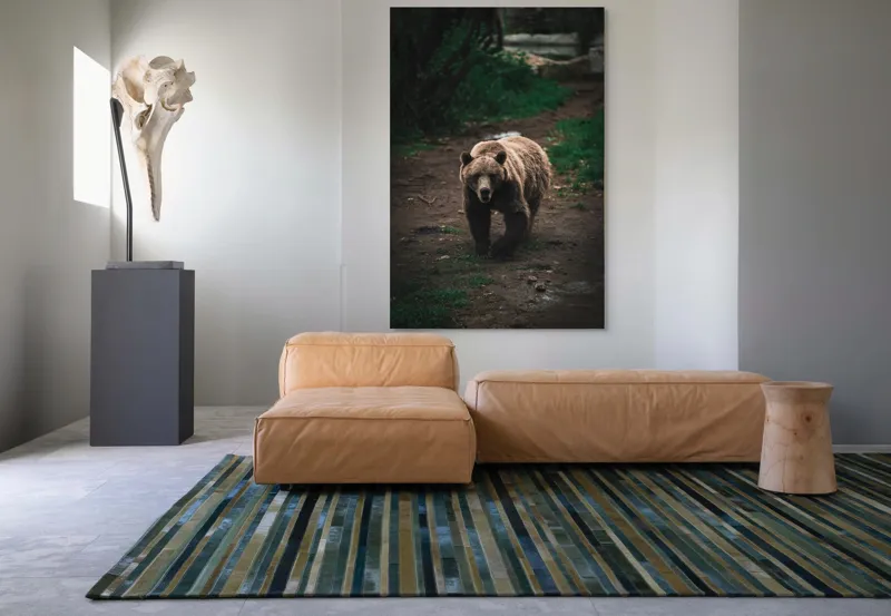 Tablou Canvas, "Ursul în tainicul luminiș pădurean", Bear, Forest, Path, Nature, Majestic, Wild, Powerful, Calm, 100 x 150 cm – poza 7
