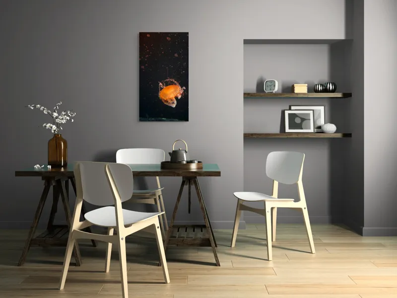 Tablou Canvas, "Meduză dansând în adâncuri misterioase", Meduză, Lumină, Ocean, Mister, Frumusețe, Grație, Plutire, 50 x 90 cm – poza 4