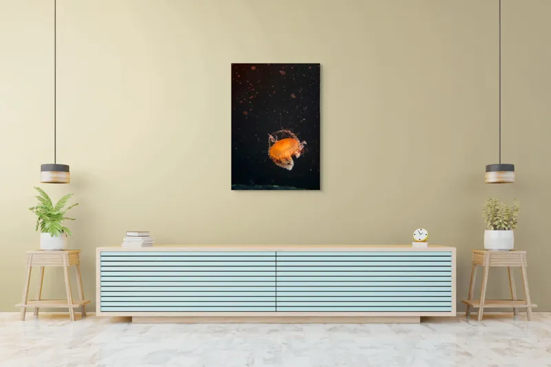 Tablou Canvas, "Meduză dansând în adâncuri misterioase", Meduză, Lumină, Ocean, Mister, Frumusețe, Grație, Plutire, 70 x 100 cm – poza 5