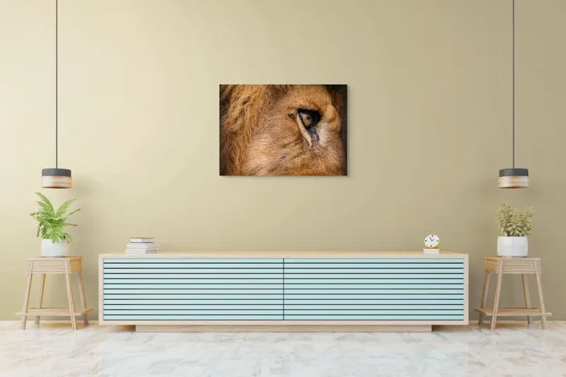 Tablou Canvas, "Privirea enigmatică a leului regal", Fierce, Majestic, Intense, Powerful, Wild, Focused, 100 x 70 cm – poza 4