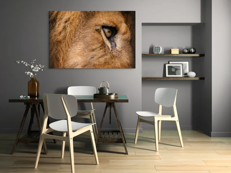 Tablou Canvas, "Privirea enigmatică a leului regal", Fierce, Majestic, Intense, Powerful, Wild, Focused, 150 x 100 cm – poza 5