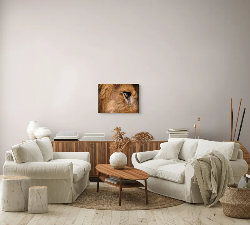 Tablou Canvas, "Privirea enigmatică a leului regal", Fierce, Majestic, Intense, Powerful, Wild, Focused, 54 x 39 cm – poza 5