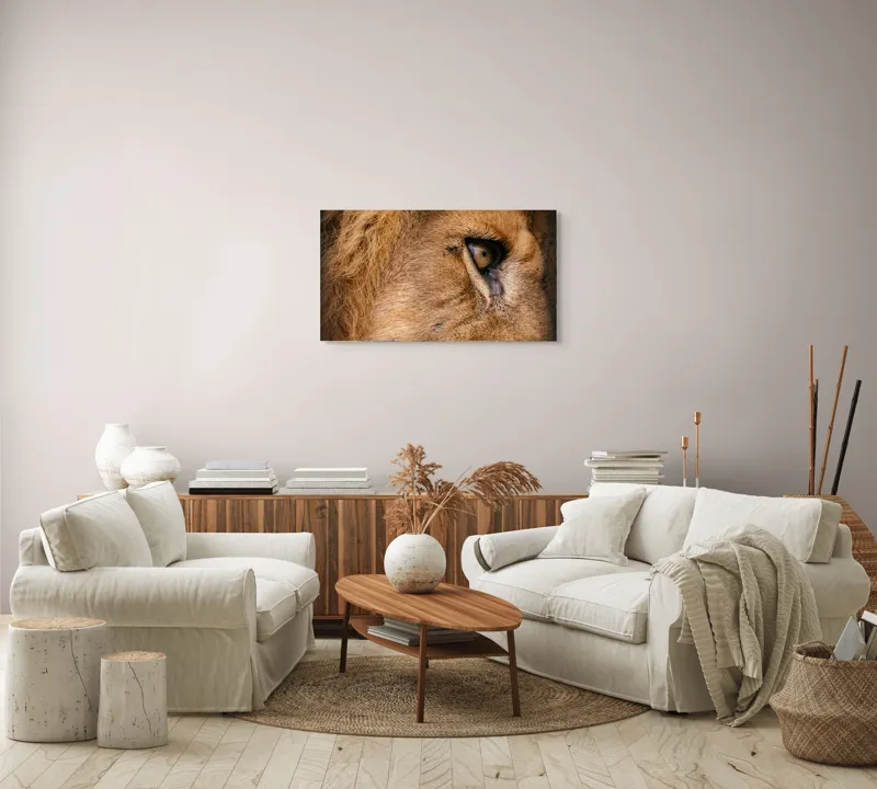 Tablou Canvas, "Privirea enigmatică a leului regal", Fierce, Majestic, Intense, Powerful, Wild, Focused, 90 x 50 cm – poza 4