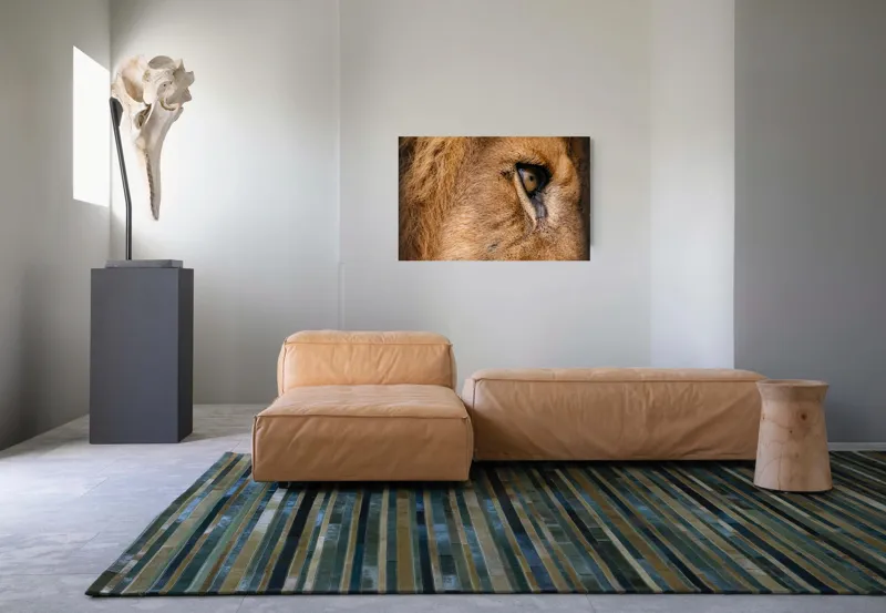Tablou Canvas, "Privirea enigmatică a leului regal", Fierce, Majestic, Intense, Powerful, Wild, Focused, 90 x 50 cm – poza 8
