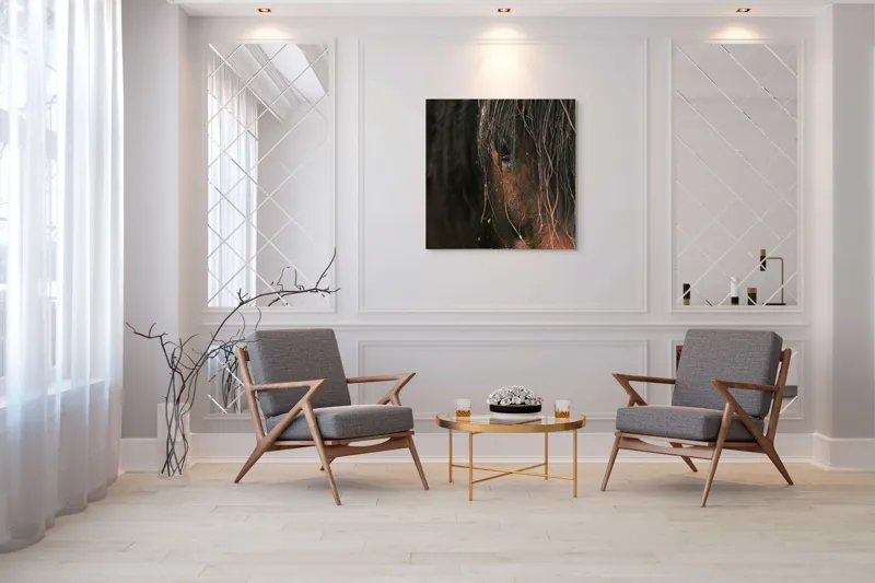 Tablou Canvas, "Privirea enigmatică a calului păduratic", Cal, Ochi, Frumusețe, Mister, Natură, 100 x 100 cm – poza 7