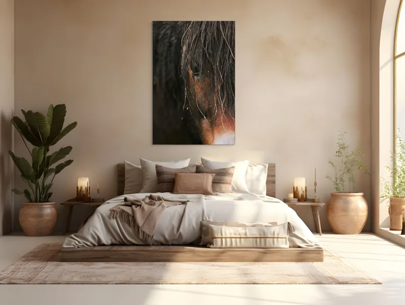 Tablou Canvas, "Privirea enigmatică a calului păduratic", Cal, Ochi, Frumusețe, Mister, Natură, 100 x 150 cm – poza 3