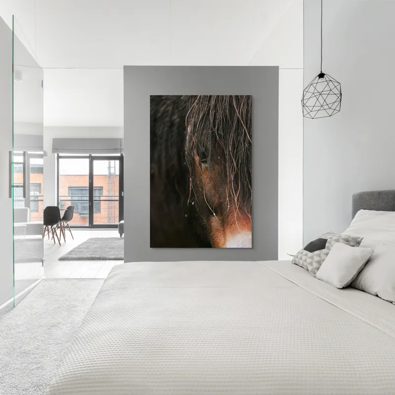 Tablou Canvas, "Privirea enigmatică a calului păduratic", Cal, Ochi, Frumusețe, Mister, Natură, 100 x 150 cm – poza 5