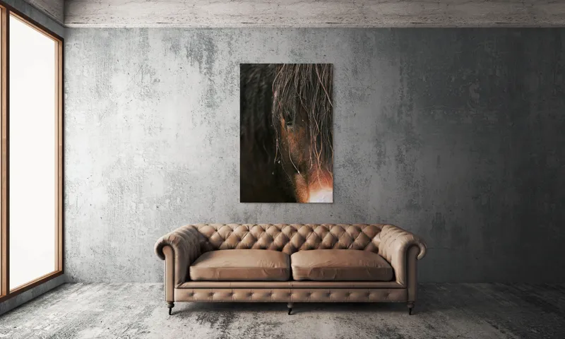 Tablou Canvas, "Privirea enigmatică a calului păduratic", Cal, Ochi, Frumusețe, Mister, Natură, 100 x 150 cm – poza 6