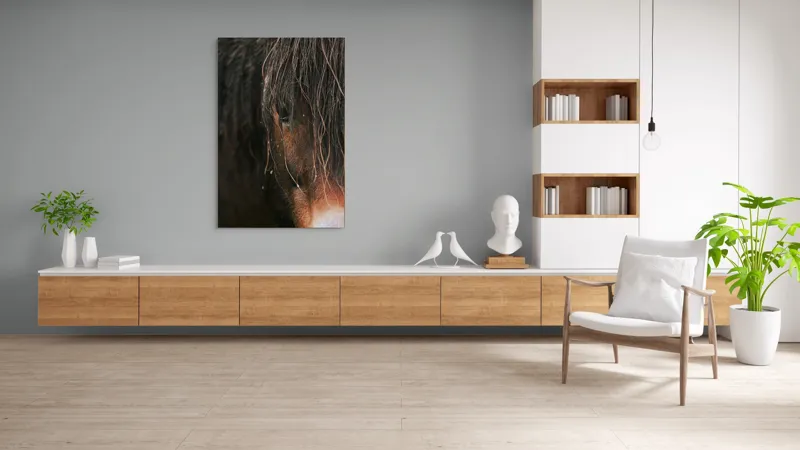 Tablou Canvas, "Privirea enigmatică a calului păduratic", Cal, Ochi, Frumusețe, Mister, Natură, 100 x 150 cm – poza 8