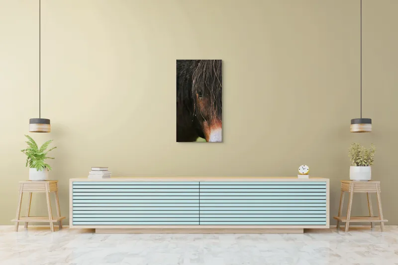Tablou Canvas, "Privirea enigmatică a calului păduratic", Cal, Ochi, Frumusețe, Mister, Natură, 50 x 90 cm – poza 6