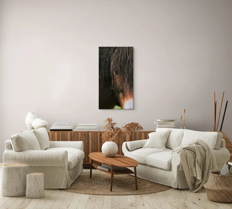 Tablou Canvas, "Privirea enigmatică a calului păduratic", Cal, Ochi, Frumusețe, Mister, Natură, 50 x 90 cm – poza 7