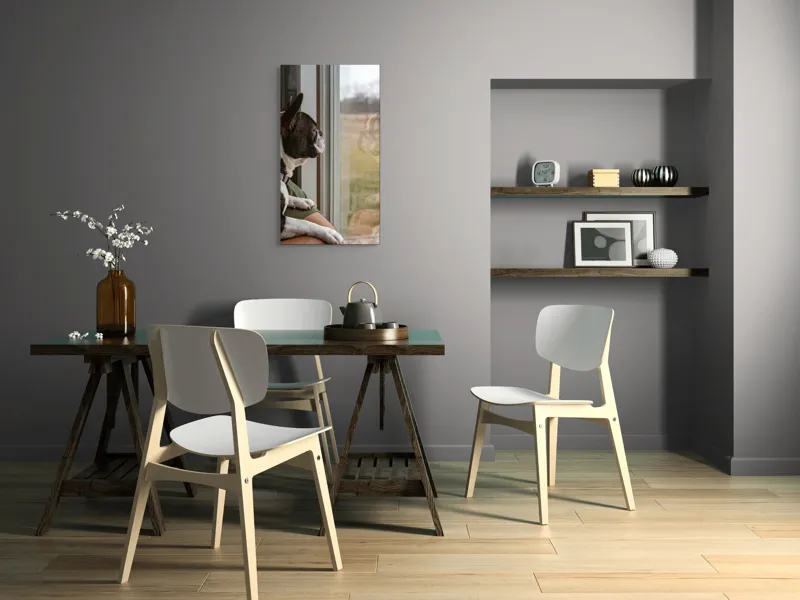 Tablou Canvas, "Câinele visează la lumea de afară", Câine, Reflecție, Fereastră, Peisaj, Contemplare, Liniște, Natură, 50 x 90 cm – poza 4