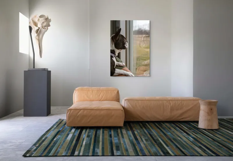Tablou Canvas, "Câinele visează la lumea de afară", Câine, Reflecție, Fereastră, Peisaj, Contemplare, Liniște, Natură, 70 x 100 cm – poza 7