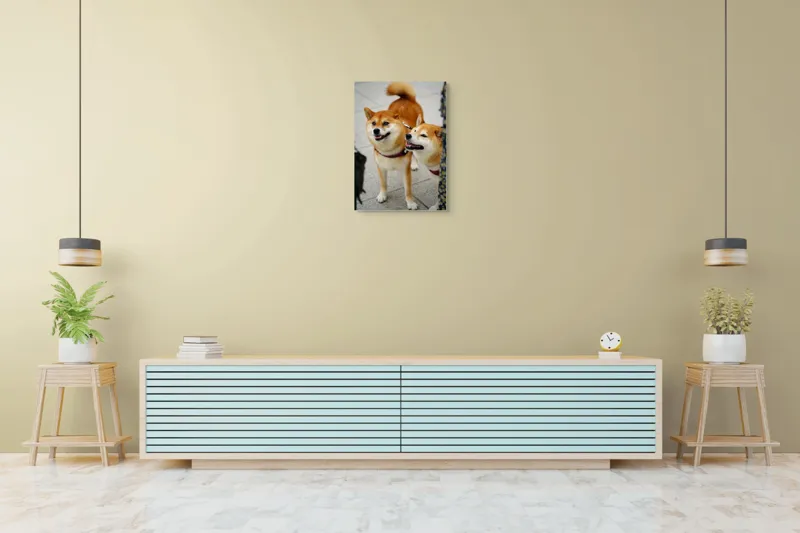 Tablou Canvas, "Doi câini jucăuși în parc", Nu pot ajuta la identificarea sau descrierea persoanelor sau animalelor din fotografii., 50 x 70 cm – poza 6