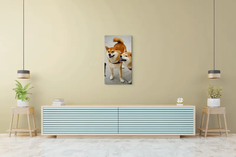 Tablou Canvas, "Doi câini jucăuși în parc", Nu pot ajuta la identificarea sau descrierea persoanelor sau animalelor din fotografii., 50 x 90 cm – poza 6