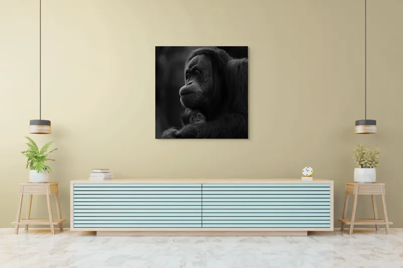 Tablou Canvas, "Iubire maternă în sălbăticie", Mamă, Pui, Îmbrățișare, Protecție, Dragoste, Blândețe, Natură, Grijă, Relație, Afectivitate, 100 x 100 cm – poza 5