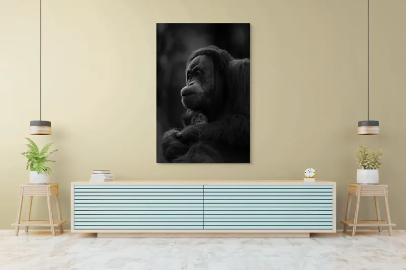 Tablou Canvas, "Iubire maternă în sălbăticie", Mamă, Pui, Îmbrățișare, Protecție, Dragoste, Blândețe, Natură, Grijă, Relație, Afectivitate, 100 x 150 cm – poza 4