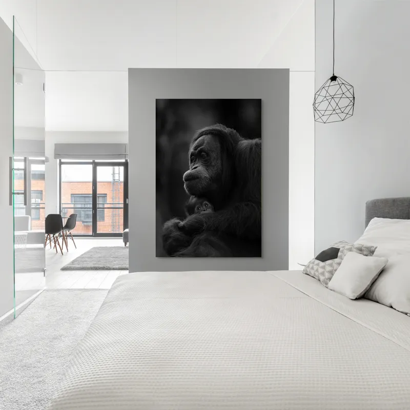 Tablou Canvas, "Iubire maternă în sălbăticie", Mamă, Pui, Îmbrățișare, Protecție, Dragoste, Blândețe, Natură, Grijă, Relație, Afectivitate, 100 x 150 cm – poza 5