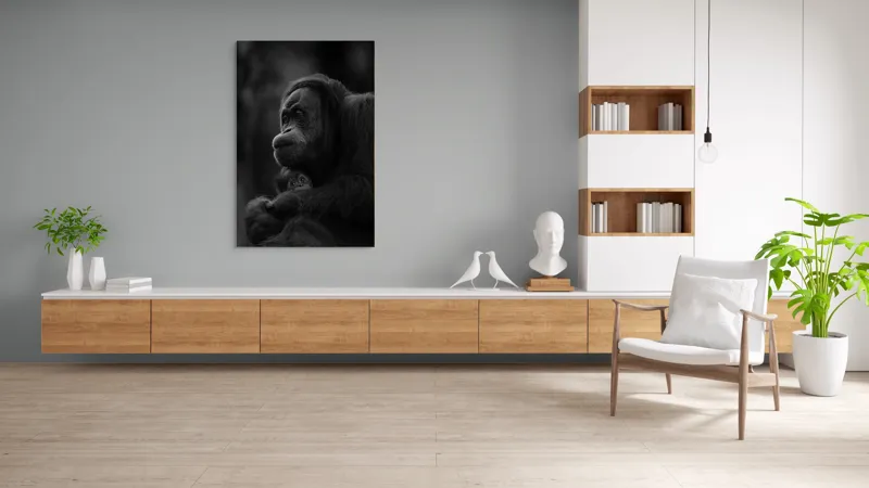 Tablou Canvas, "Iubire maternă în sălbăticie", Mamă, Pui, Îmbrățișare, Protecție, Dragoste, Blândețe, Natură, Grijă, Relație, Afectivitate, 100 x 150 cm – poza 8