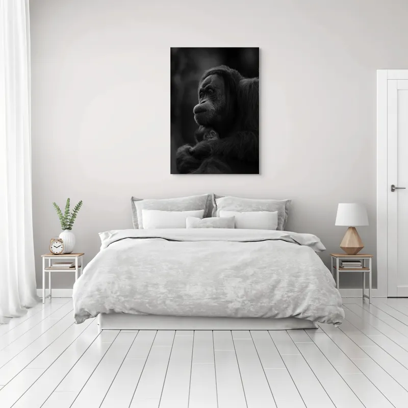 Tablou Canvas, "Iubire maternă în sălbăticie", Mamă, Pui, Îmbrățișare, Protecție, Dragoste, Blândețe, Natură, Grijă, Relație, Afectivitate, 70 x 100 cm – poza 3