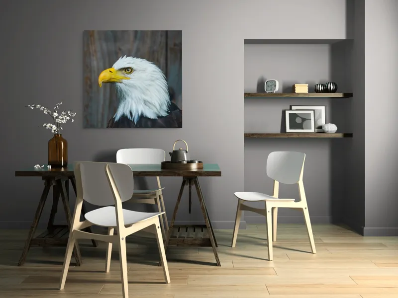 Tablou Canvas, "Vulturul mândru în zbor imaginar", Majestuos, Regal, Impunător, Vultur, Privire, Fier, Deosebit, 100 x 100 cm – poza 6