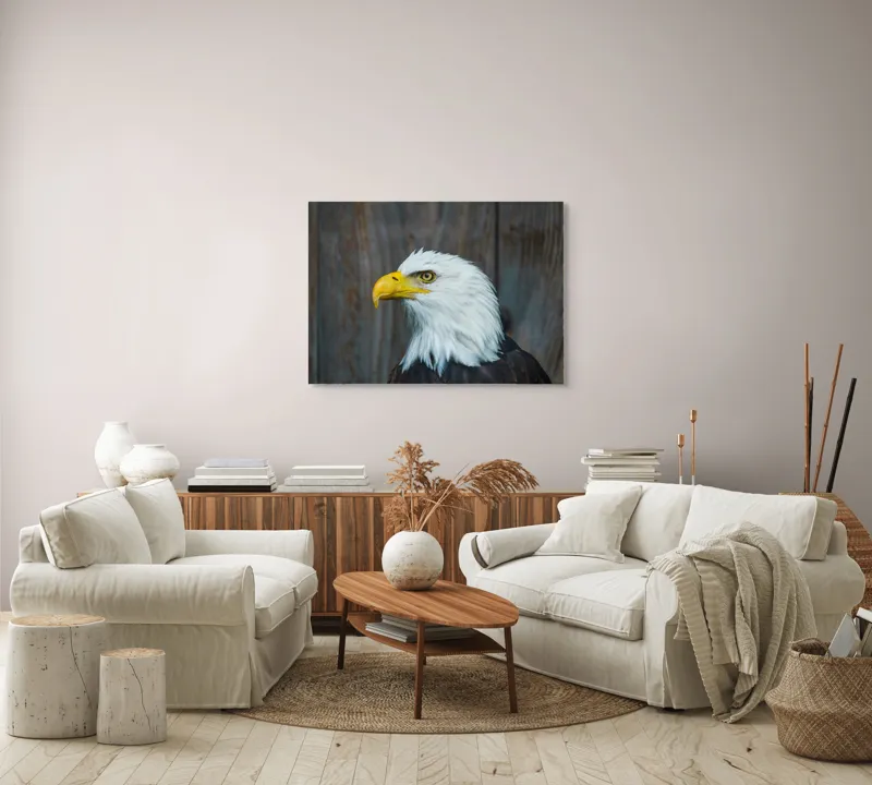 Tablou Canvas, "Vulturul mândru în zbor imaginar", Majestuos, Regal, Impunător, Vultur, Privire, Fier, Deosebit, 100 x 70 cm – poza 3