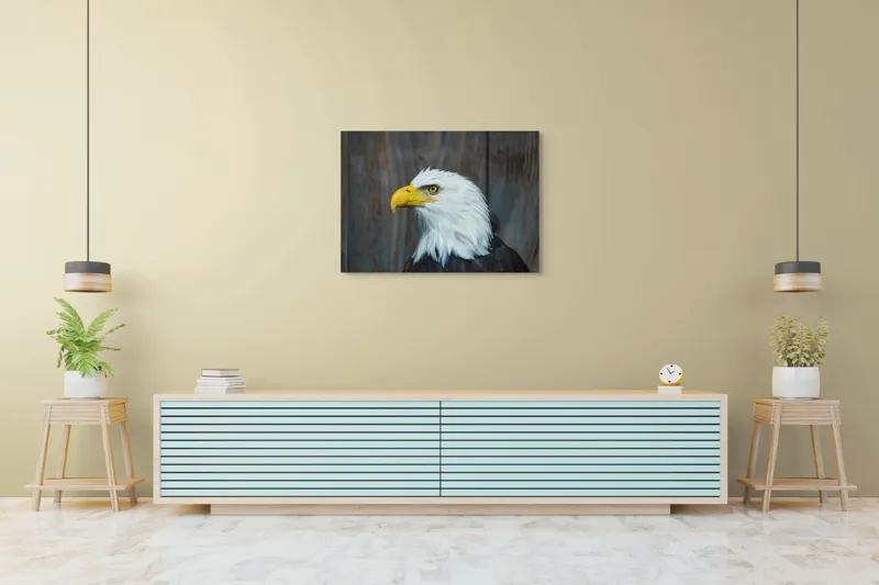 Tablou Canvas, "Vulturul mândru în zbor imaginar", Majestuos, Regal, Impunător, Vultur, Privire, Fier, Deosebit, 100 x 70 cm – poza 4