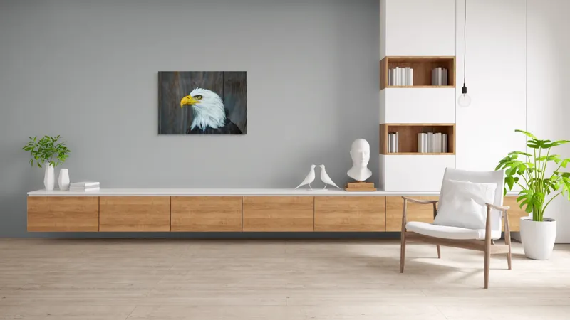 Tablou Canvas, "Vulturul mândru în zbor imaginar", Majestuos, Regal, Impunător, Vultur, Privire, Fier, Deosebit, 100 x 70 cm – poza 6