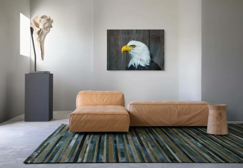 Tablou Canvas, "Vulturul mândru în zbor imaginar", Majestuos, Regal, Impunător, Vultur, Privire, Fier, Deosebit, 100 x 70 cm – poza 7