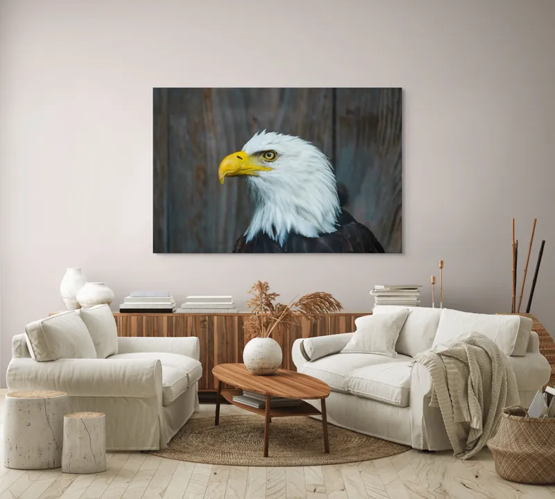 Tablou Canvas, "Vulturul mândru în zbor imaginar", Majestuos, Regal, Impunător, Vultur, Privire, Fier, Deosebit, 150 x 100 cm – poza 3
