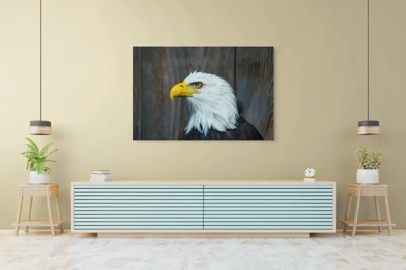 Tablou Canvas, "Vulturul mândru în zbor imaginar", Majestuos, Regal, Impunător, Vultur, Privire, Fier, Deosebit, 150 x 100 cm – poza 6