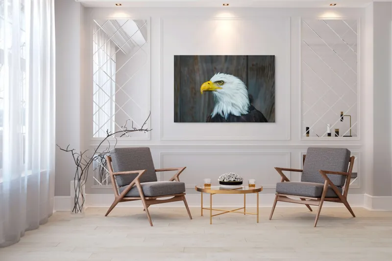 Tablou Canvas, "Vulturul mândru în zbor imaginar", Majestuos, Regal, Impunător, Vultur, Privire, Fier, Deosebit, 150 x 100 cm – poza 7