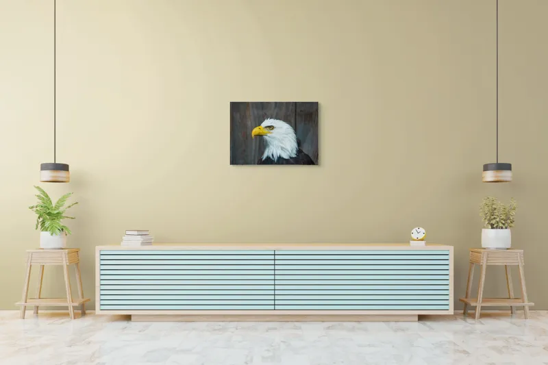 Tablou Canvas, "Vulturul mândru în zbor imaginar", Majestuos, Regal, Impunător, Vultur, Privire, Fier, Deosebit, 70 x 50 cm – poza 7