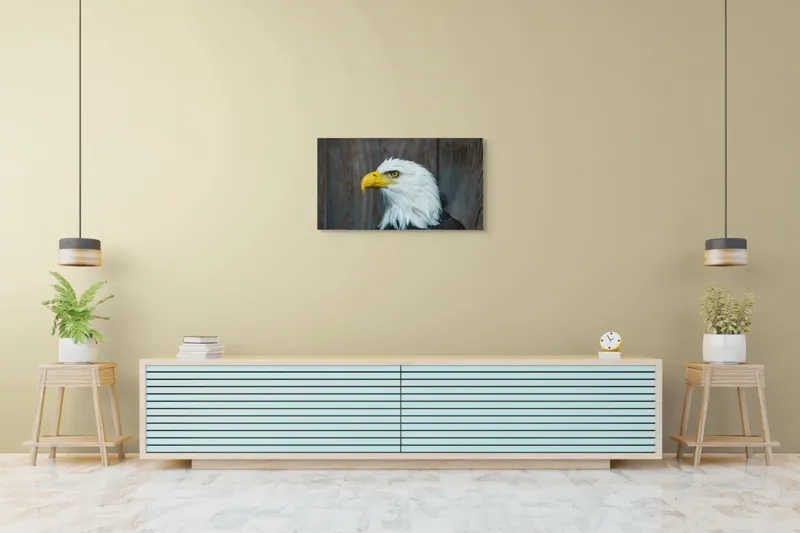 Tablou Canvas, "Vulturul mândru în zbor imaginar", Majestuos, Regal, Impunător, Vultur, Privire, Fier, Deosebit, 90 x 50 cm – poza 5