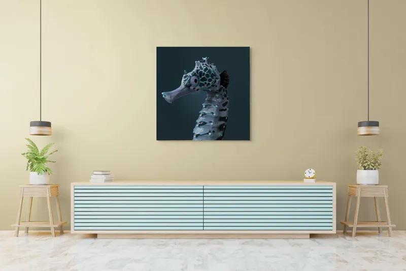Tablou Canvas, "Căluț de mare multicolor enigmatic", Nu știu cine este în imagine., 100 x 100 cm – poza 5