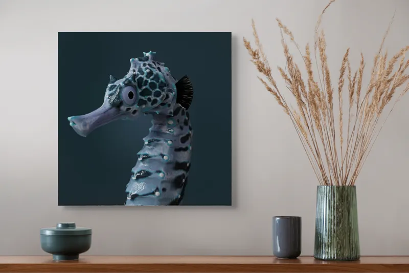 Tablou Canvas, "Căluț de mare multicolor enigmatic", Nu știu cine este în imagine., 50 x 50 cm – poza 4