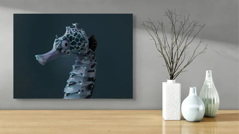 Tablou Canvas, "Căluț de mare multicolor enigmatic", Nu știu cine este în imagine., 70 x 50 cm – poza 3