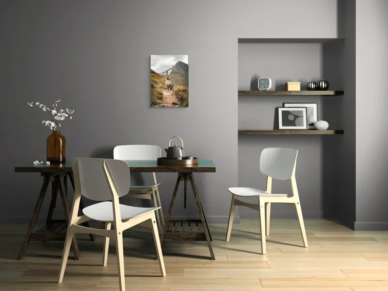 Tablou Canvas, "Câinele explorator al muntelui înalt", Montană, Noroi, Câine, Cărare, Cer Noros, Peisaj, Aventură, Libertate, Explorare, Tranquilitate, 39 x 54 cm – poza 7