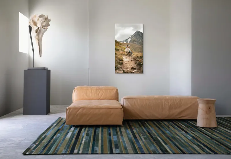Tablou Canvas, "Câinele explorator al muntelui înalt", Montană, Noroi, Câine, Cărare, Cer Noros, Peisaj, Aventură, Libertate, Explorare, Tranquilitate, 50 x 90 cm – poza 5