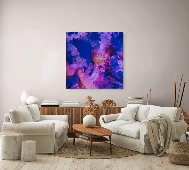 Tablou Canvas, "Dansul meduzelor în oceanul albastru", I don't know who they are., 100 x 100 cm – poza 3