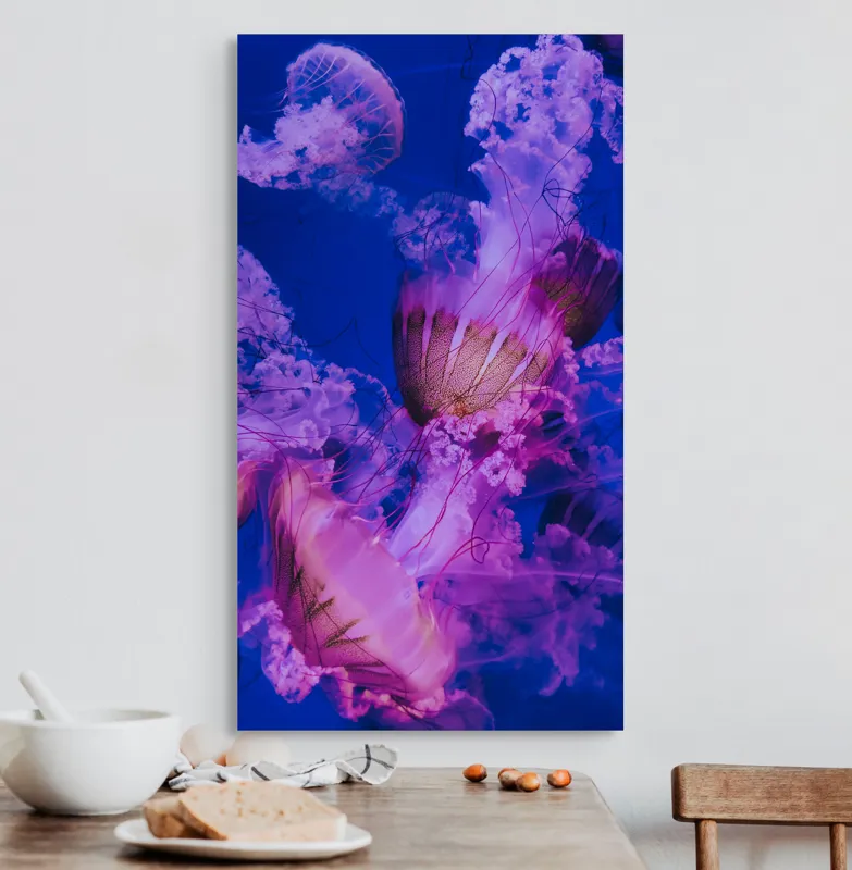 Tablou Canvas, "Dansul meduzelor în oceanul albastru", I don't know who they are., 50 x 90 cm – poza 3