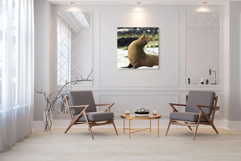 Tablou Canvas, "Leu de mare relaxându-se pe plajă", Nu pot spune cu certitudine ce sau cine este în imagine., 100 x 100 cm – poza 7