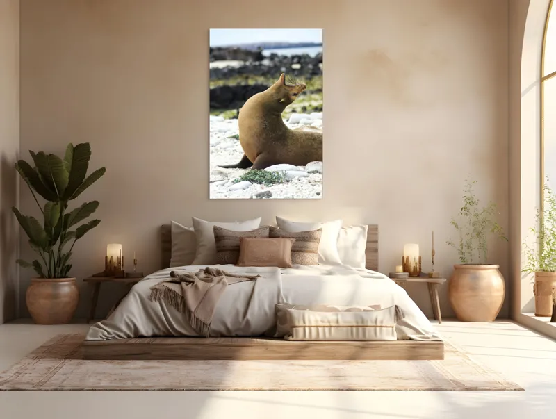 Tablou Canvas, "Leu de mare relaxându-se pe plajă", 100 x 150 cm – poza 3
