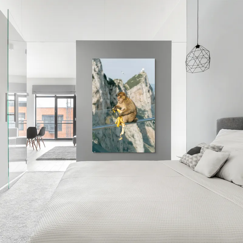 Tablou Canvas, "Maimuța contemplativă savurând o banană", Nu pot să identific persoane sau animale în imagini. Cum altfel te pot ajuta cu această imagine?, 100 x 150 cm – poza 5