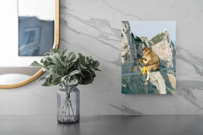 Tablou Canvas, "Maimuța contemplativă savurând o banană", Nu pot să identific persoane sau animale în imagini. Cum altfel te pot ajuta cu această imagine?, 26 x 39 cm – poza 4