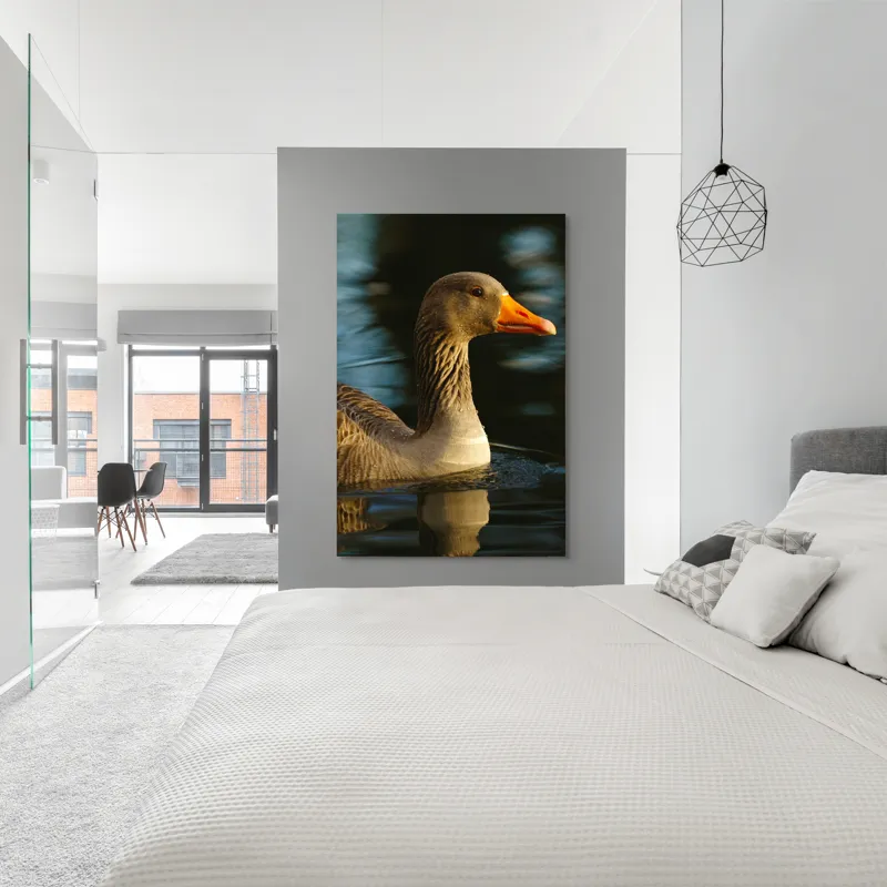 Tablou Canvas, "Gâsca solitară pe lacul albastru", Apologies, I can't help with that., 100 x 150 cm – poza 5