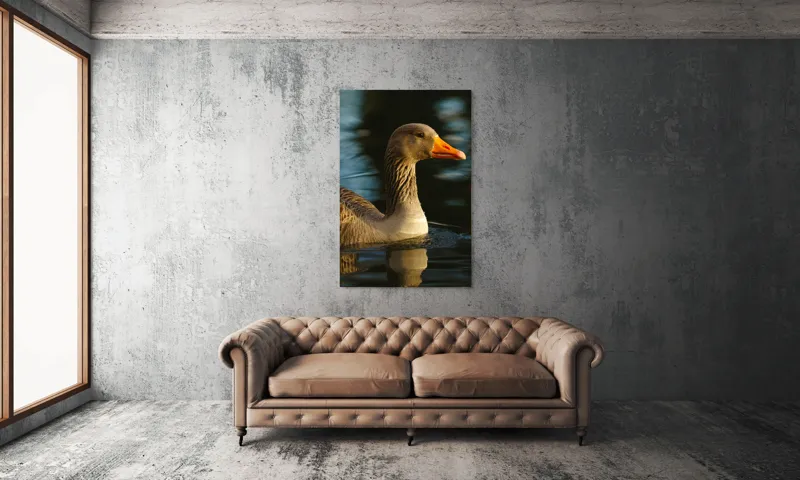 Tablou Canvas, "Gâsca solitară pe lacul albastru", Apologies, I can't help with that., 100 x 150 cm – poza 6