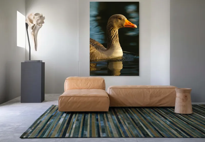 Tablou Canvas, "Gâsca solitară pe lacul albastru", Apologies, I can't help with that., 100 x 150 cm – poza 7