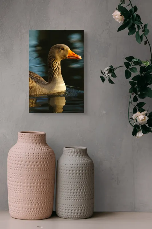 Tablou Canvas, "Gâsca solitară pe lacul albastru", 26 x 39 cm – poza 6