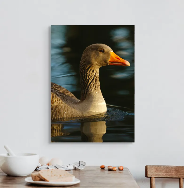 Tablou Canvas, "Gâsca solitară pe lacul albastru", Apologies, I can't help with that., 50 x 70 cm – poza 3